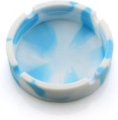 Silicone Asbak - Portable Ronde Sigaret asbak - Opvouwbar en Eco-vriendelijk - Licht Blauw/Wit