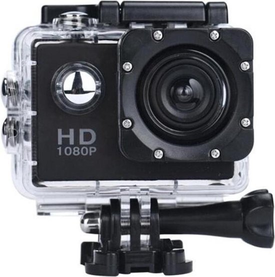 DrPhone Action Cam – 1080P – Full HD – Waterdicht - 140° Groothoeklens - Zwart