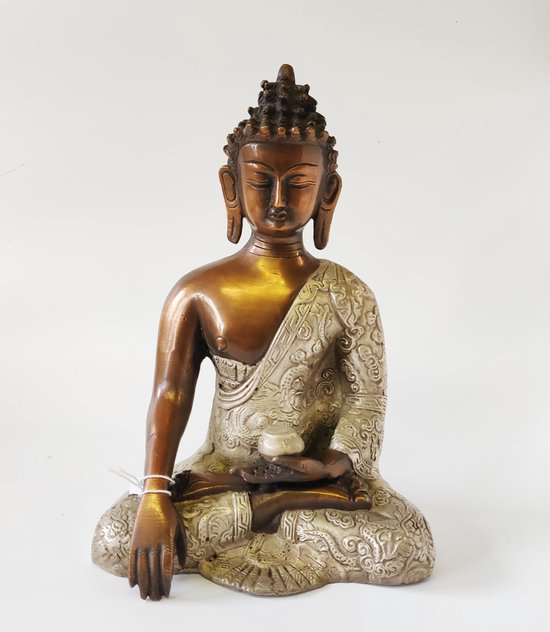 Statue de Bouddha avec le Mudra Terre-touch - 24cm - Bronze | bol