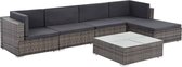 Medina 6-delige Loungeset met kussens poly rattan grijs