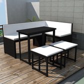 Medina 5-delige Tuinset staal poly rattan zwart