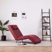 Medina Chaise longue met kussen kunstleer wijnrood