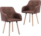 Medina Eetkamerstoelen 2 st stof bruin