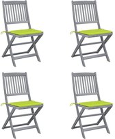 Medina Tuinstoelen 4 st inklapbaar met kussens massief acaciahout