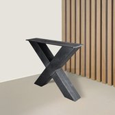 X-salontafelpoot - blank staal - kokermaat 8 x 8 cm | salontafelpoot | onderstel salontafel | X-poot