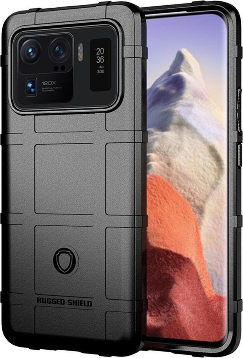 MobyDefend Hoesje - Geschikt voor Xiaomi Mi 11 Ultra - Rugged Shield TPU Backcover - Zwart