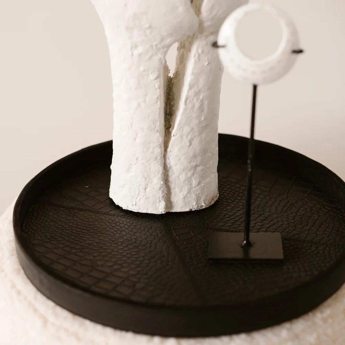 Chamada leren dienblad rond croco M black