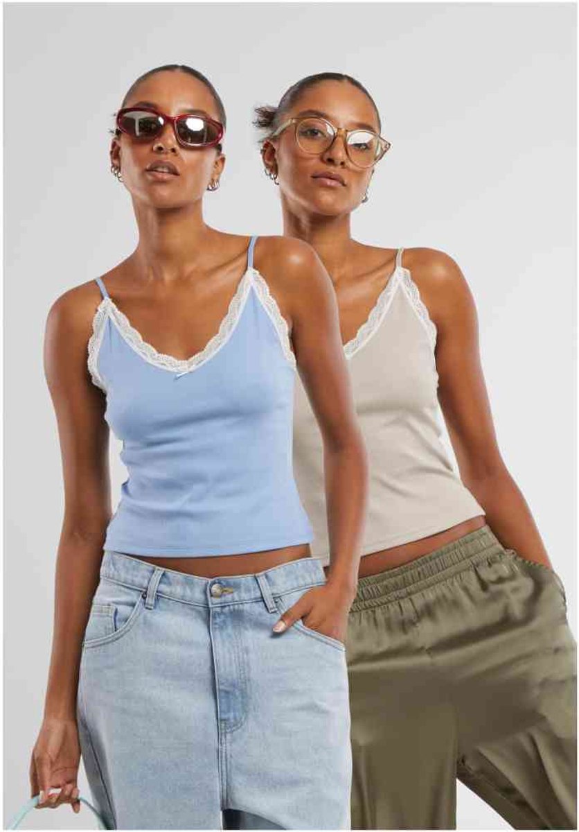 Urban Classics VNeck Lace Mouwloze top 5XL Grijs