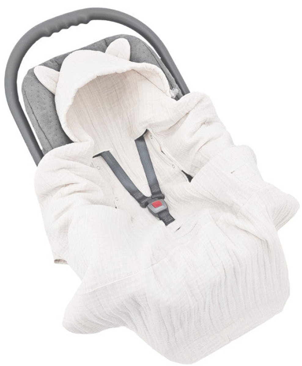 Sleeping bag for car seat with 3- and 5-point belts, beige
