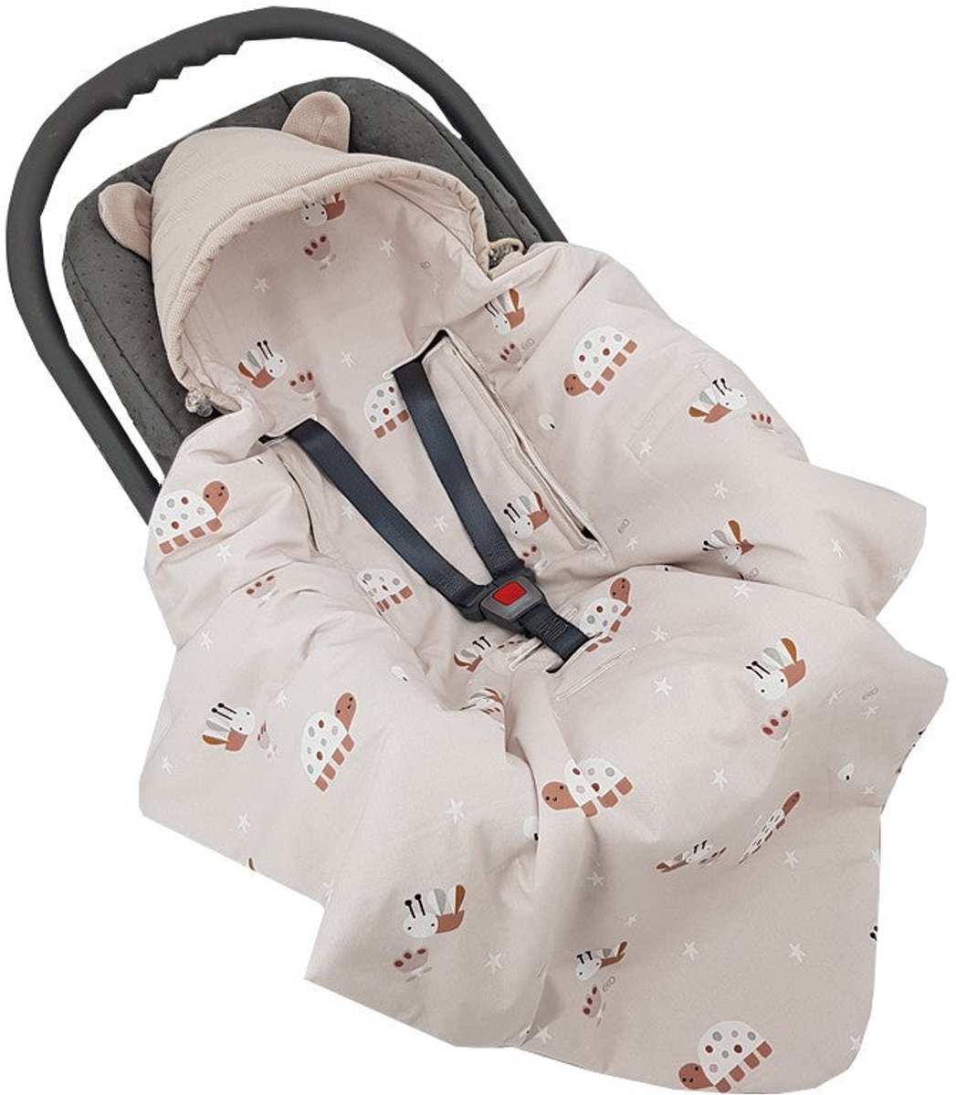 Baby car seat sleeping bag, velvet, for 3- and 5-point harnesses — Bees
