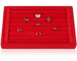 Ringen display fluweel rood 23x14.5cm