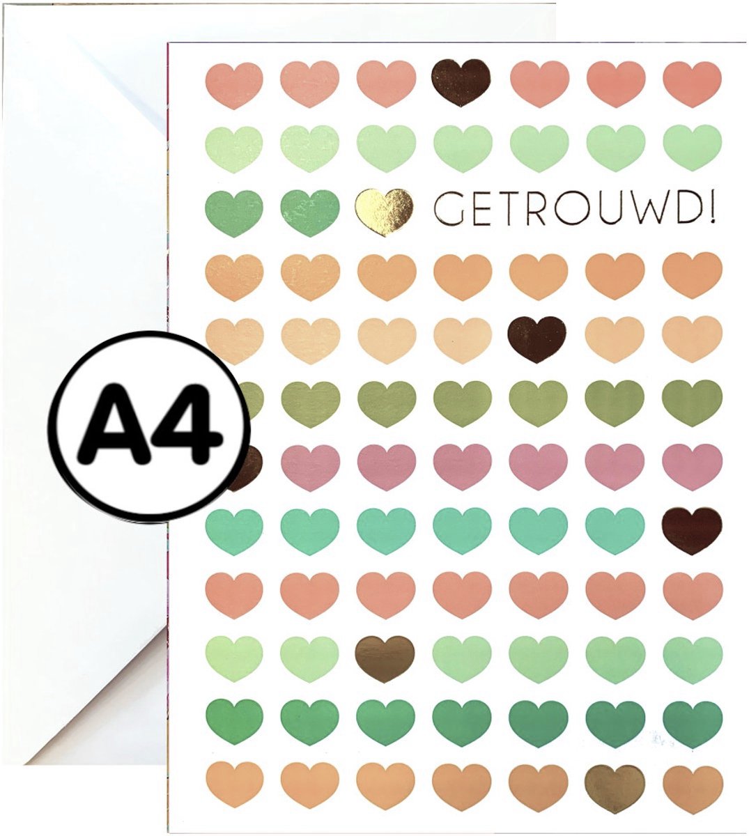 Grote Trouwkaart Felicitatie - A4 Wenskaart - XXL - Met Envelop