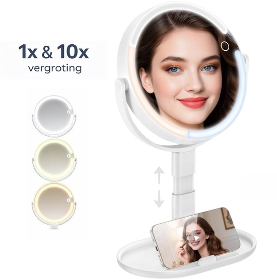 Miroir De Maquillage Clip Rechargeable LED Portable - Carré Pour Voyages Et Soins De Peau