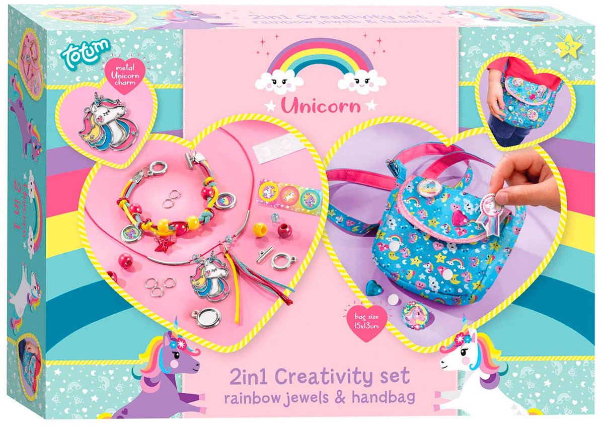 Totum Unicorn 2 in 1 knutselset armbandjes maken sieraden en tasje versieren - creatief speelgoed meisjes vanaf 4 jaar cadeau tip knutselen — afbeelding 18