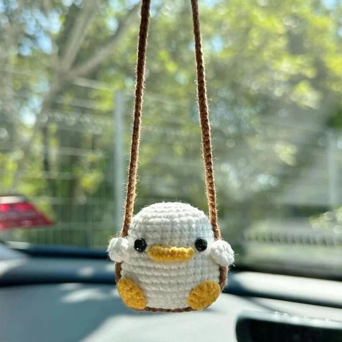 Gehaakte Autoaccessoires voor Achteruitkijkspiegel - Schattige Hangers met Dieren (Eend, Pinguïn, Dinosaurus)