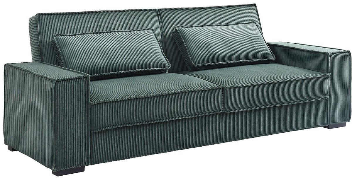 Vente-unique Driezitsslaapbank van spargroen ribfluweel FINORO
