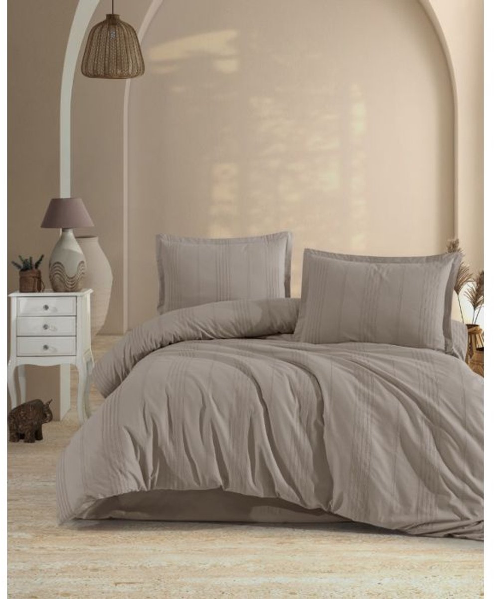Lavella Tayla Dekbedovertrekset - 4-delig - Katoen - Taupe - 200x220 cm