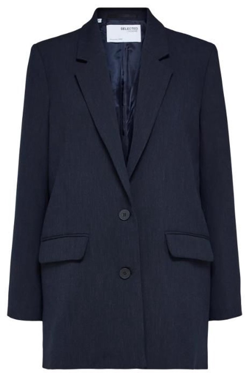 SLW Rita LS Relaxed Blazer Dark Sapphire Melange Blauw