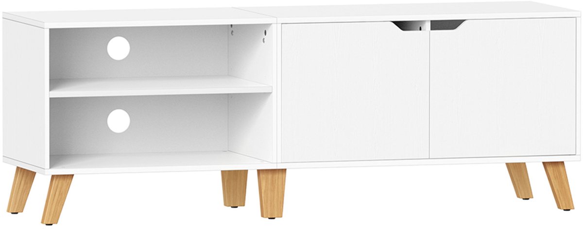 Hoppa! Tv-Meubel - Wit - Spaanplaat - 40 x 140 x 50 cm (B x D x H)