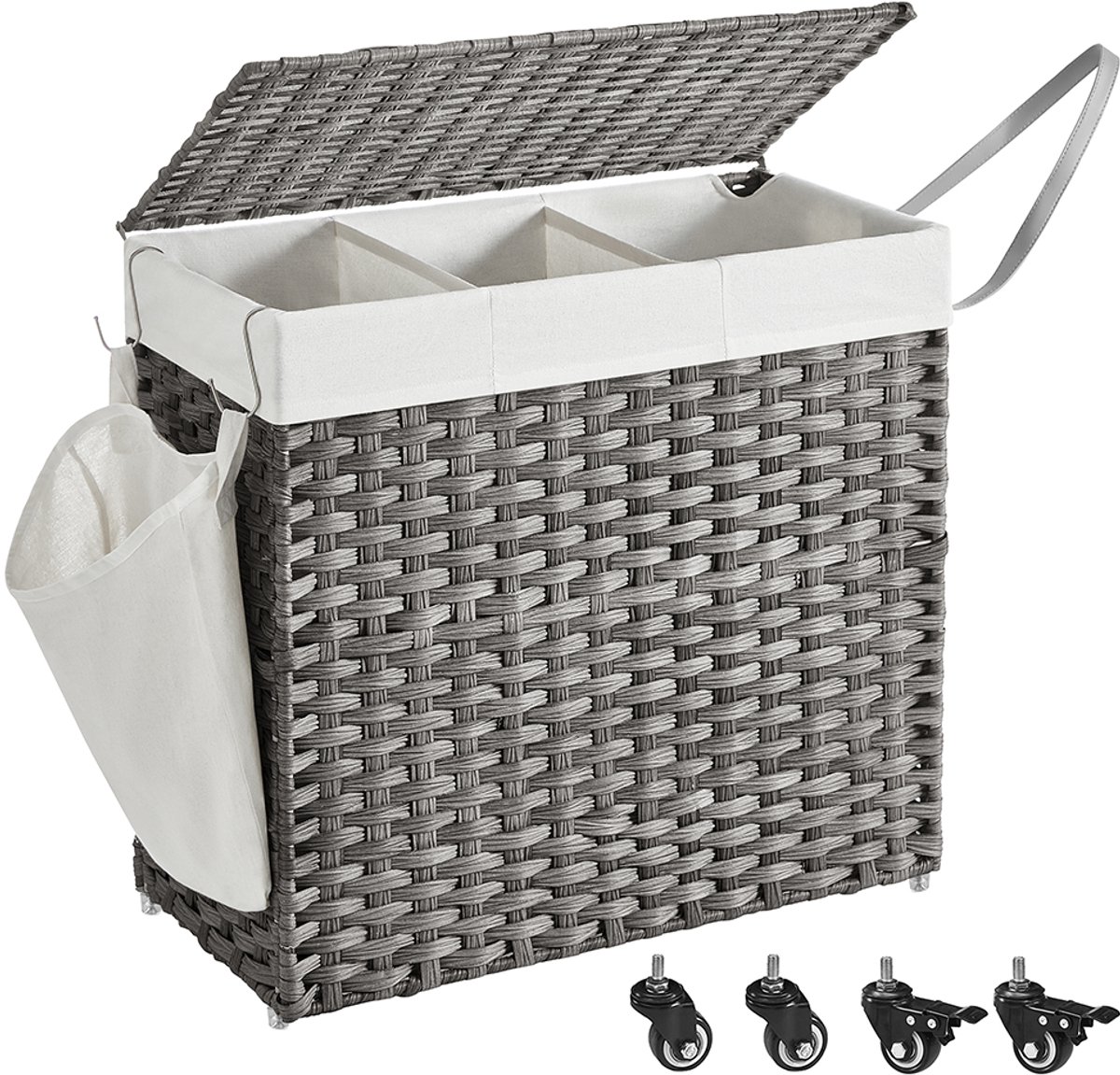 Hoppa! Wasmand - Natuurlijk, Wit - Polypropyleen(Pp), Ijzer - 66 x 33 x 66 cm (B x D x H)