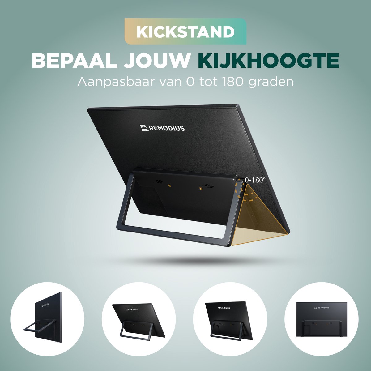 Draagbare 13 inch 2K monitor Remodius® met IPS scherm, USB-C, Mini HDMI, kickstand en beschermhoes sleeve - Afbeelding 5