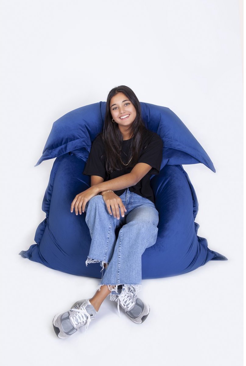 Sit On It Zitzak - Multifunctioneel - Ruimtebesparend - Oceaanblauw - Hoogwaardig Fluweel - Lichtgewicht en Modern