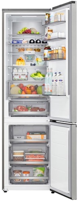 LG koel-vriescombinatie 465L Prime zilver, energiezuinig, smart wifi, lineaire koeling, FRESHBalancer, intrekbare plank