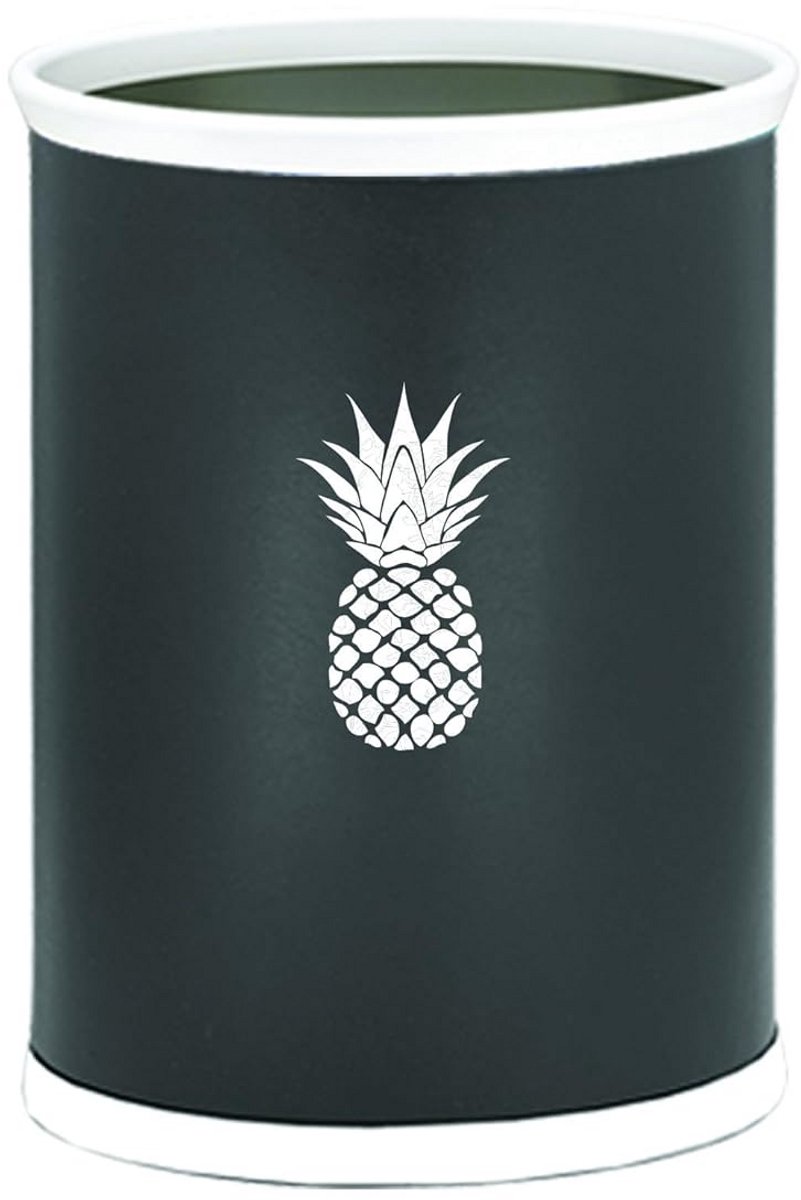 Ovale afvalmand 13 Liters met Ananas-design in zwart