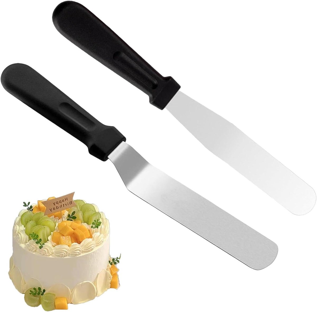 Paletmes bakken set, roestvrijstalen spatels voor cake decorating, 2 stuks