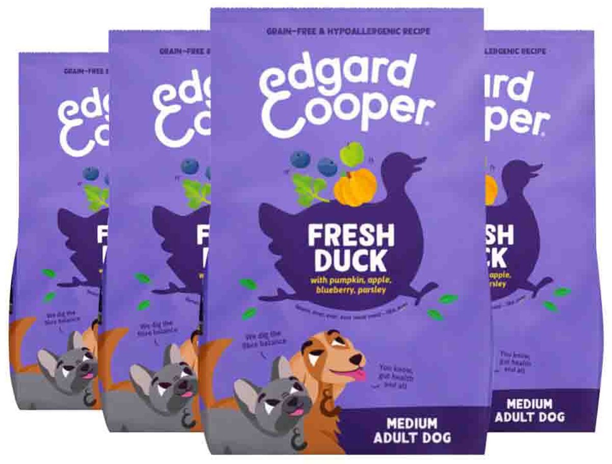 Edgard & Cooper Edgard & Cooper Hondenvoer Droog Adult Medium Eend - 4 x 2,5 kg - Voordeelverpakking