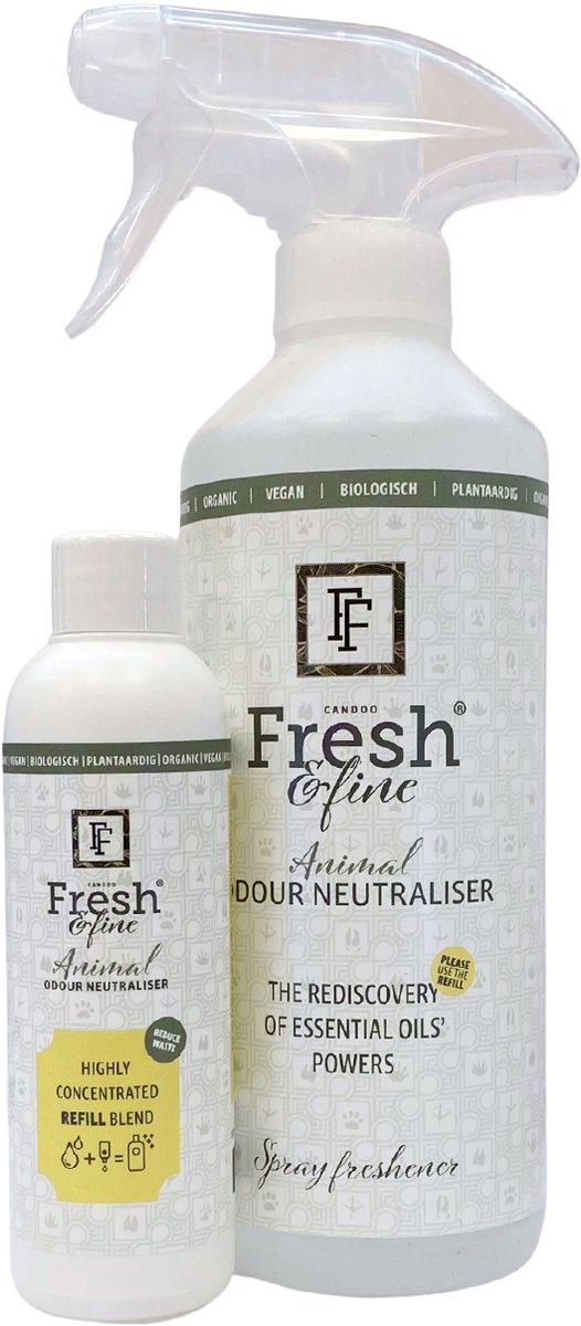 Fresh&Fine Ontgeur Startset - 100% natuurlijke anti dierengeur spray + Geconcentreerde navulling