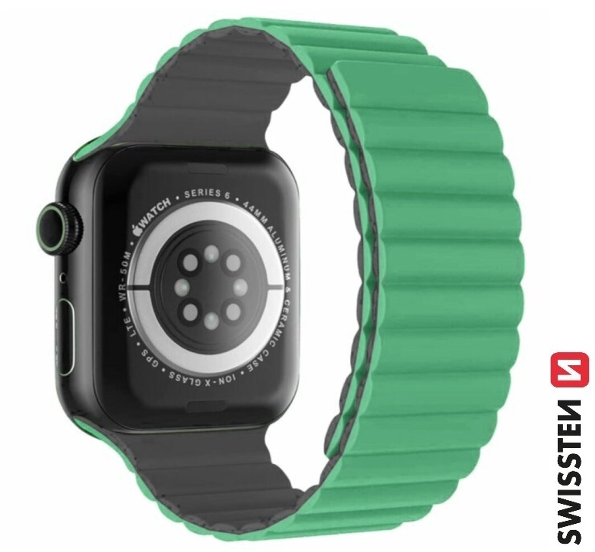 Swissten Magnetic Siliconen Band Geschikt voor Apple Watch 38-41mm – Groen – 46000503