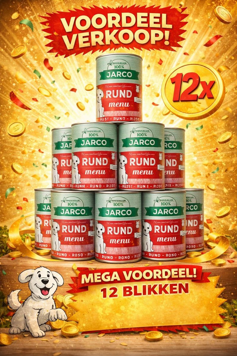 Jarco dog blik rund 12x 400gr Voordeelverpakking