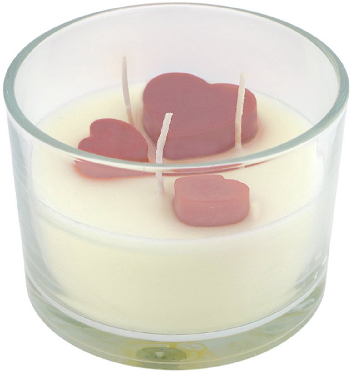 Home Society Kaars - In glas - Hartjes - 3 Lonten - 8x11 cm - Sfeervolle Woondecoratie - Cadeau Kaars Wit