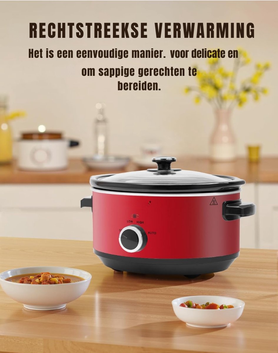 Core® Slowcooker met timer - Slowcooker - Crockpot - Rood - 24cm x 31cm x 18cm – foto 4