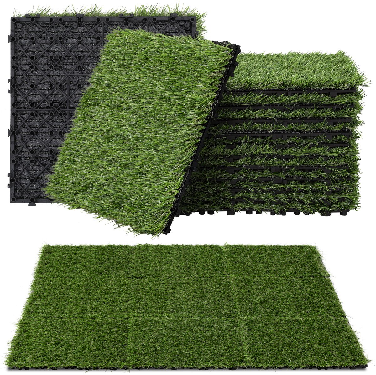 Kunstgrastegels 30x30 cm Kliksysteem 99 Stuks 9m² - Duurzame Terrastegels met Drainage