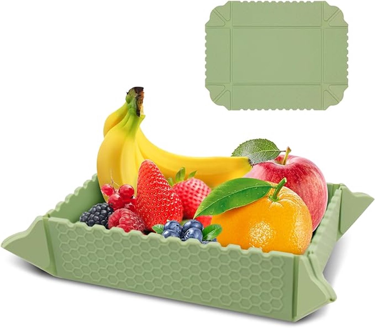 Opvouwbare kommen voor camping, opvouwbaar, van siliconen, voor reizen, kamperen, wandelen, snacks, salade, groen