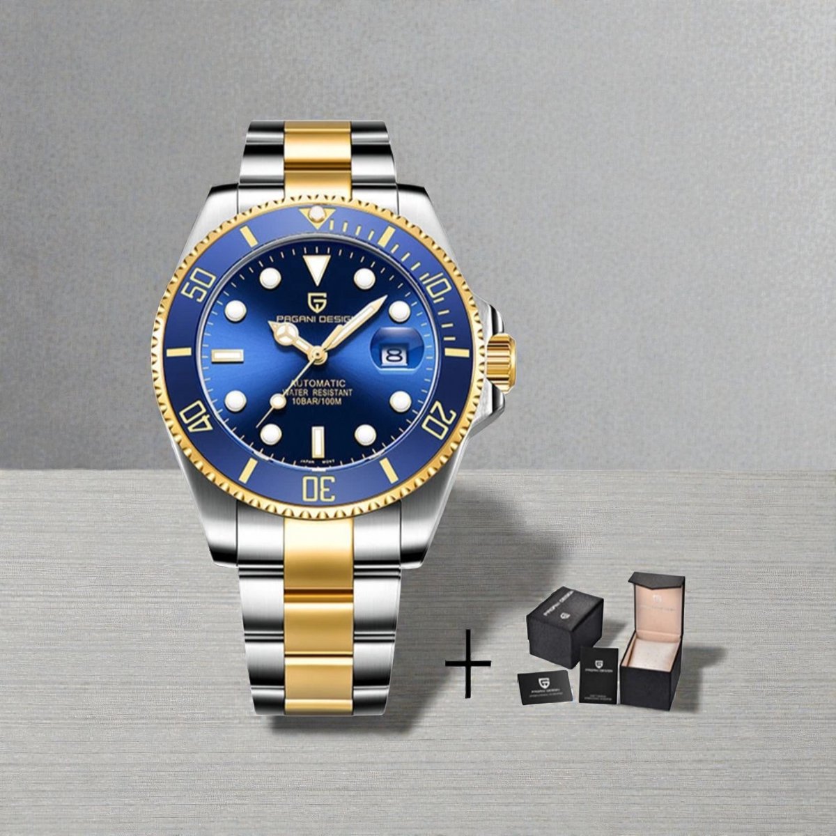 Pagani Design PD-1639 Duo-Blauw Heren Automatisch Duikhorloge - 43mm RVS met Saffierglas, Japanse Automatische Beweging - Verkrijgbaar in 4 Kleuren