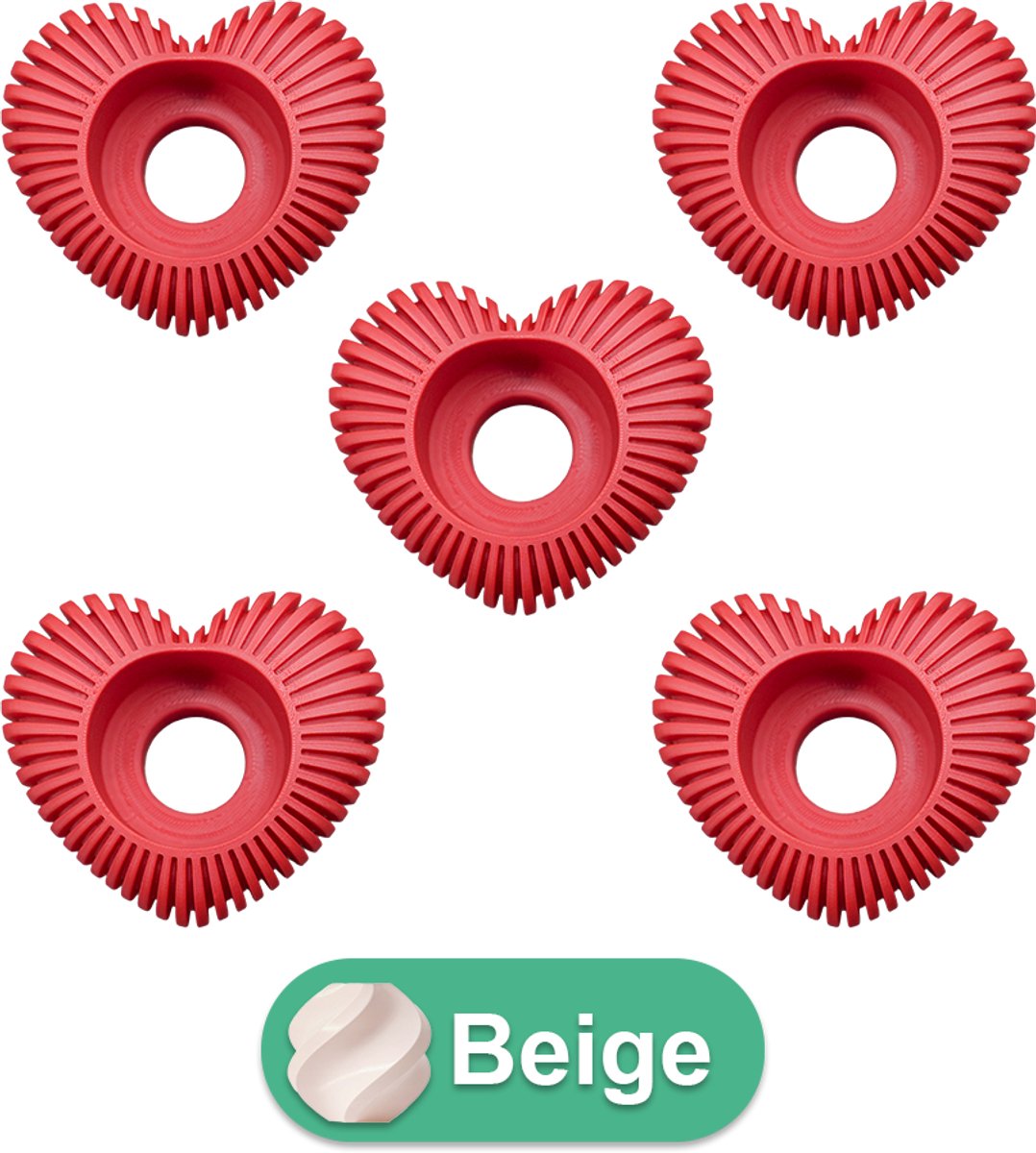 Lovora Waxinelichthouder Hart Gestreept - Beige - 3d geprint - Geschikt voor LED waxinelichtjes – Moderne woonaccessoire – Stijlvolle waxinelichthouder - 5 stuks