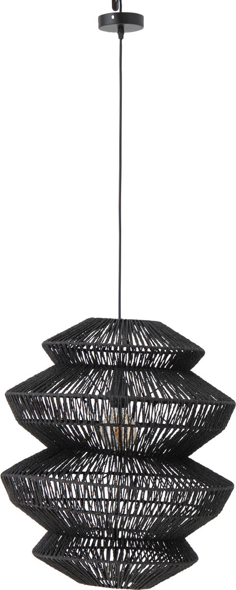 J-Line hanglamp Touw - metaal - zwart - large