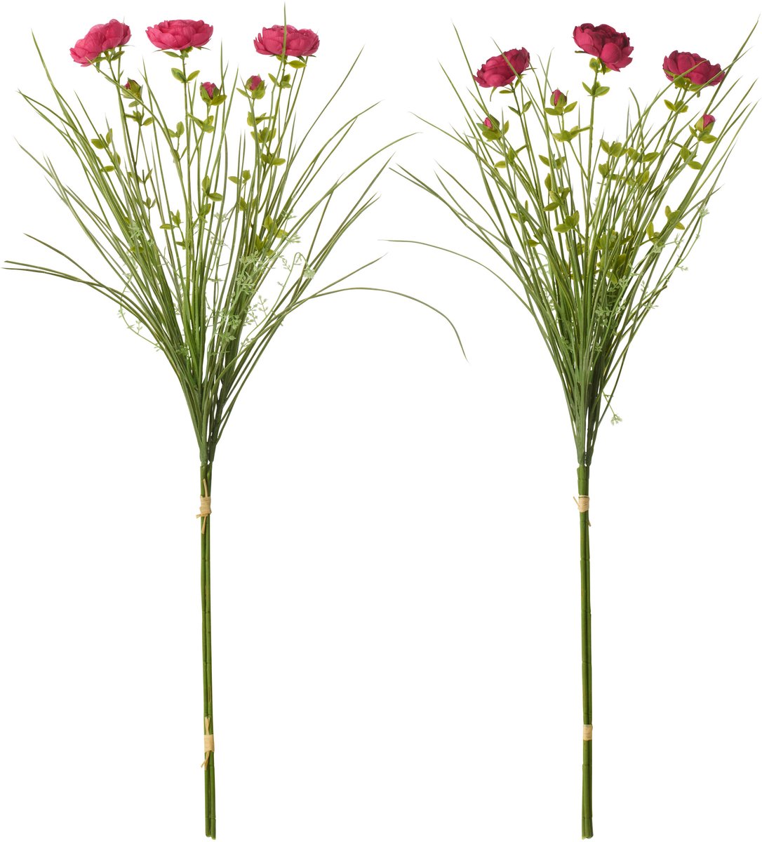 J-Line bundel 3 Ranonkel Gras - textiel - paars/fuchsia - small - set van 2 Rood