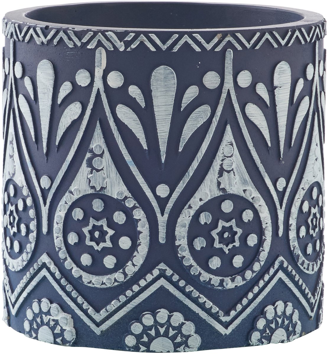 J-Line kaars - Citronella - keramiek - blauw/wit - large