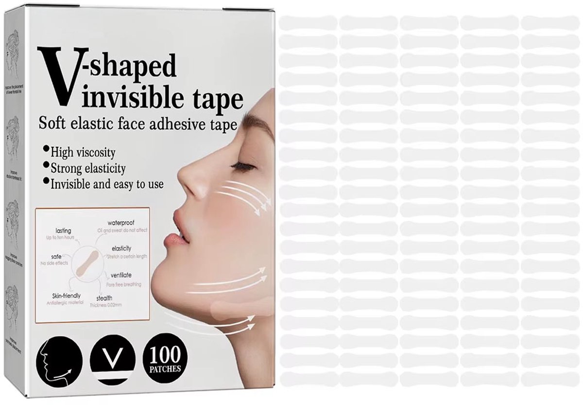 100 Stuks Face Lift Tapes – Onzichtbare Gezichtstape voor V-Lijn, Ogen en Kin Lifting – Rimpel Verwijdering en V-vormige Gezichtsverzorging Tool