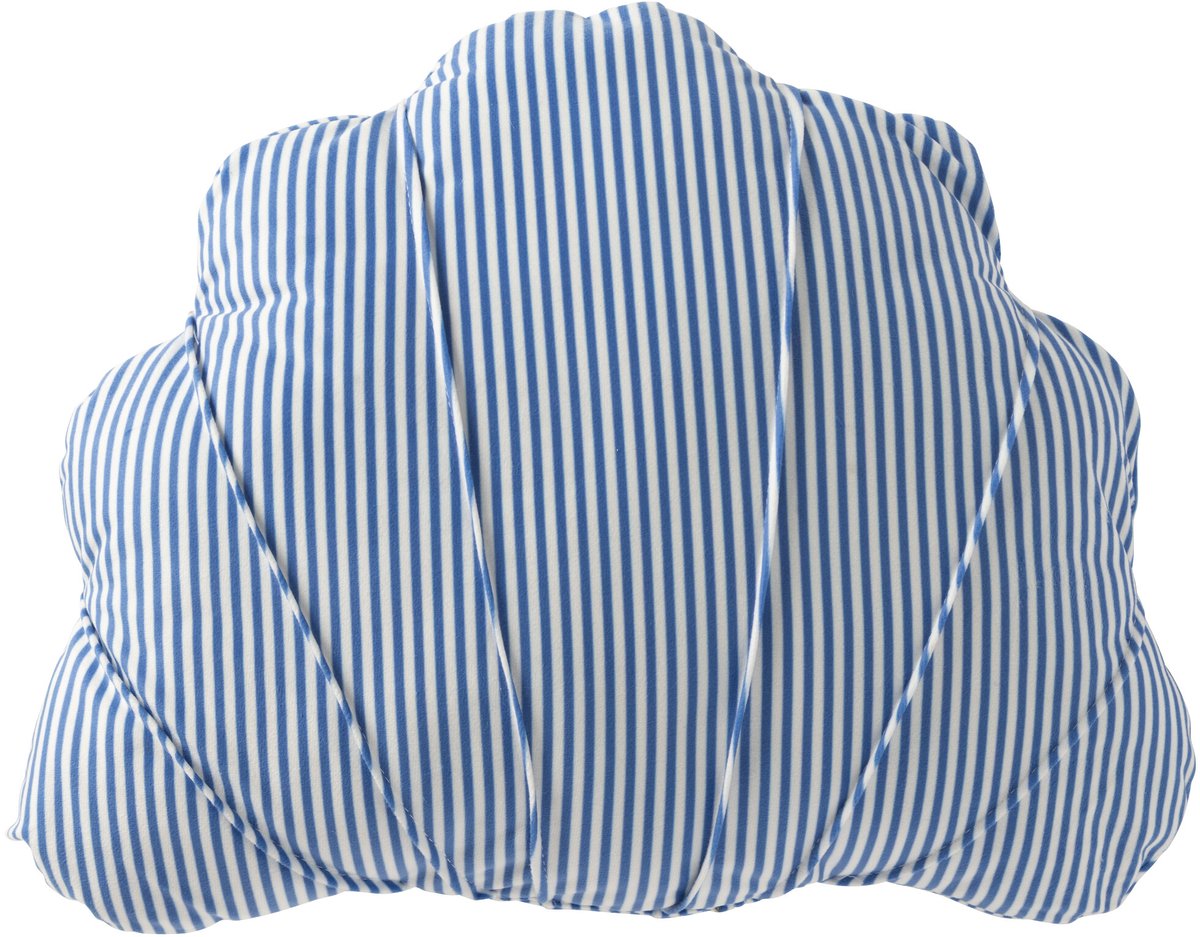 J-Line kussen Schelp Gestreept - polyester - blauw/wit