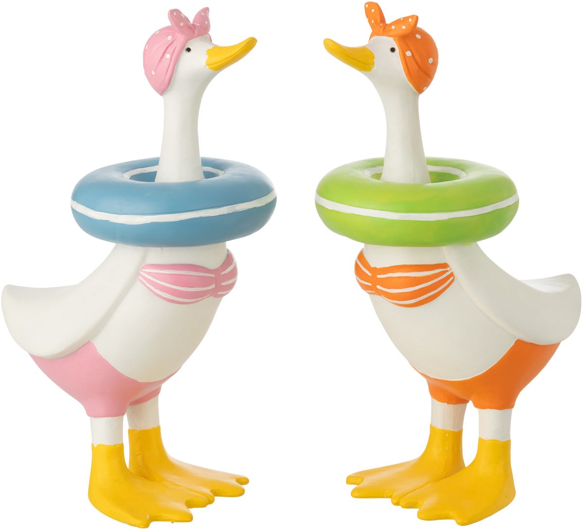 J-Line decoratie Eend - polyresin - mix - large - 2 stuks
