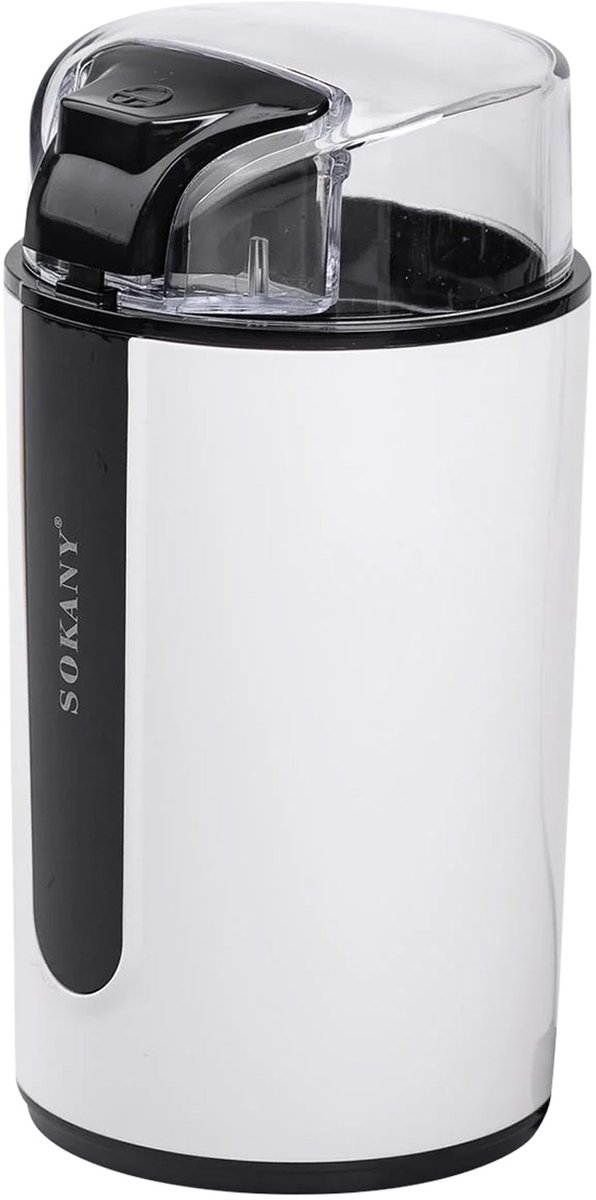 Sokany, Elektrische Koffiemolen 200W Capaciteit 75g, Zwart / Wit