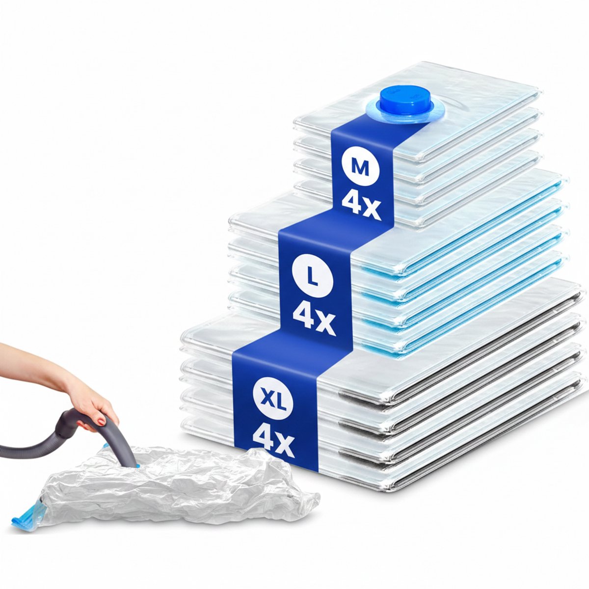 Famanu Vacuümzakken Vacuüm Sealer Zakjes Opbergzakken Set van 12 in 3 maten - Luchtdicht voor Kleding - Ruimtebesparend Herbruikbaar Ritssluiting 100% dicht & sterk | Reiszakken Kledingzakken Opbergzak