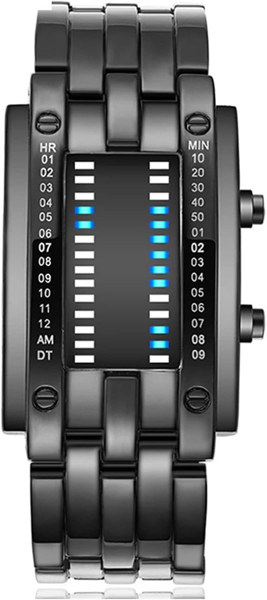Digitale Binaire Horloge - Unisex Tijdweergave - Dagelijks Gebruik - Futuristische LED Display - 24 cm Bandomtrek - Blauw