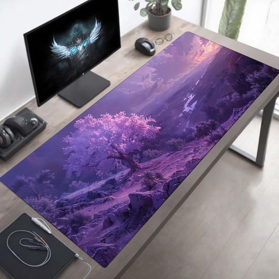 Gaming Muismat - Bureaumat Tafelpad - Verbeterde Precisie Gaming - Antislip Waterdicht Wasbaar - 100x40 cm XXL - Paars — afbeelding 2