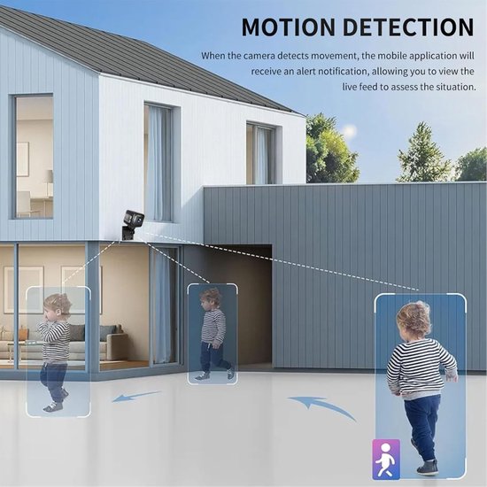 Draadloze Beveiligingscamera - Slimme Camera Binnen Buiten - Bewaking Huis Kantoor - 130 Graden Nachtzicht - Compact Ontwerp - Zwart — afbeelding 3